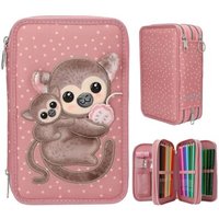 DEPESCHE 13323 TOPModel 3 Fach Federtasche Affen Applikation JUICY von DEPESCHE TOPMODEL