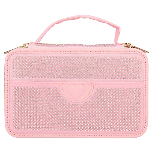 Depesche 12167 TOPModel Glam - Gefüllte 3-Fach Federtasche in Rosa mit kleinen Glitzersteinen, Henkel und Herz-Patch, Federmäppchen mit Buntstiften, Lineal, Schere uvm. von Top Model