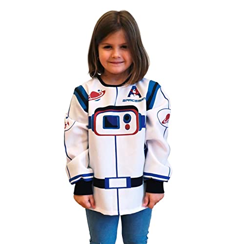 DEQUBE - Astronaut-Kostüm mit Raumschiff, Unisex, Einheitsgröße, Weiß/Blau von DEQUBE