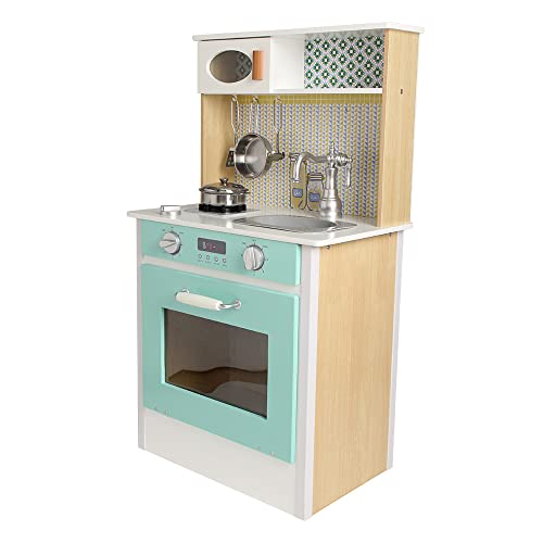 DEQUBE - Holzküche 1 Modul mit einzigartigem und modernem Design - Enthält Metallzubehör für das Set - Größe 48 x 30 x 84,5 cm - Farbe Grün (913D00012) von DQB DeQUBE