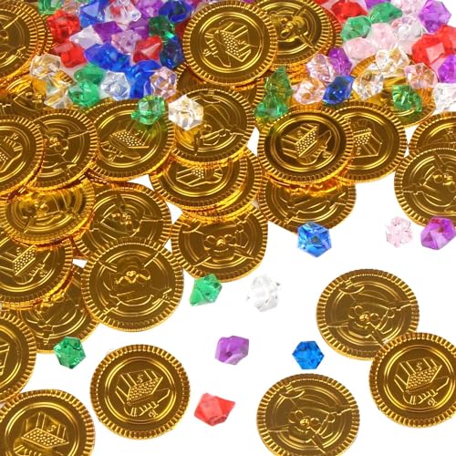 DERAYEE 144 Stück Piraten Goldmünzen,72 Stücke Pirat Münzen mit 72 Stücke Kinder Piraten Edelsteine für Kinder,Piratenparty Mitgebsel,Piratenschatz,Schatzsuche Kindergeburtstag,Piratendeko DERAYEE 144 Stück Piraten Goldmünzen,72 Stücke Pirat Münzen mit 72 Stücke Kinder Piraten Edelsteine für Kinder,Piratenparty Mitgebsel,Piratenschatz,Schatzsuche Kindergeburtstag,Piratendeko von DERAYEE
