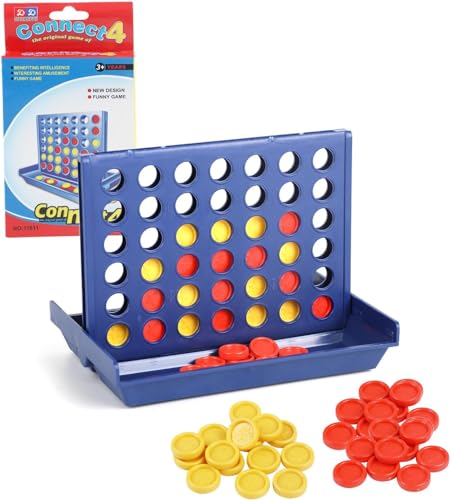DERAYEE 4 gewinnt,Reise- und Taschenspiele,Brettspiel,Vier Gewinnt Spiel für Kinder，2 Spieler ab 6 Jahren（Blau） von DERAYEE