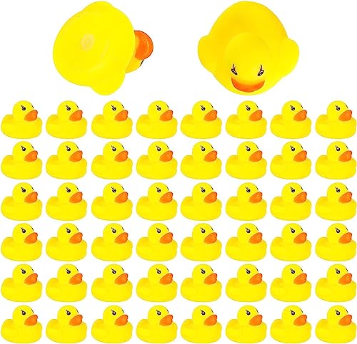 DERAYEE 50 Stück Badeente Gummi Ducky Badespielzeug für Kinder, Float und Squeak Mini Gelbe Enten Badewanne Spielzeug für Dusche,Geburtstag von DERAYEE