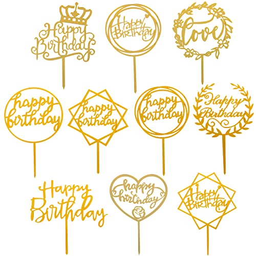 DERAYEE Cake Topper,10 Pcs Geburtstag Torten Topper für Happy Birthday Tortendeko von DERAYEE