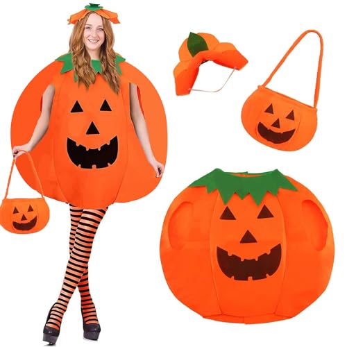DERAYEE Kürbis Kostüm Damen, 3PCS Kürbis Kostüm Erwachsene Mit Kürbishut Candy Bag Kürbis Overknee Socken Kürbislaterne, Kürbis Kostüm Mädchen, Halloween Kostüm Kürbis Damen Karneval Party DERAYEE Kürbis Kostüm Damen, 3PCS Kürbis Kostüm Erwachsene Mit Kürbishut Candy Bag Kürbis Overknee Socken Kürbislaterne, Kürbis Kostüm Mädchen, Halloween Kostüm Kürbis Damen Karneval Party von DERAYEE