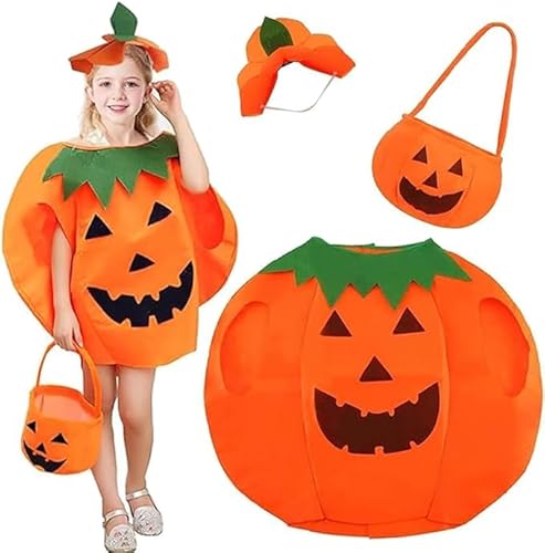 DERAYEE Kürbis Kostüm Kinder,Halloween Kürbiskostüm mit Pumpkin Candy Bag für Halloween,Karneval,Cosplay DERAYEE Kürbis Kostüm Kinder,Halloween Kürbiskostüm mit Pumpkin Candy Bag für Halloween,Karneval,Cosplay von DERAYEE