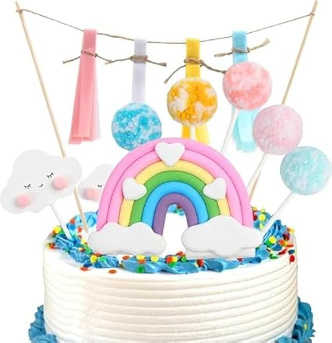 DERAYEE Regenbogen Wolken Tortendeko,Smiley Geburtstag Cake Topper Kuchendeko für Kinder Mädchen Junge Party DERAYEE Regenbogen Wolken Tortendeko,Smiley Geburtstag Cake Topper Kuchendeko für Kinder Mädchen Junge Party von DERAYEE