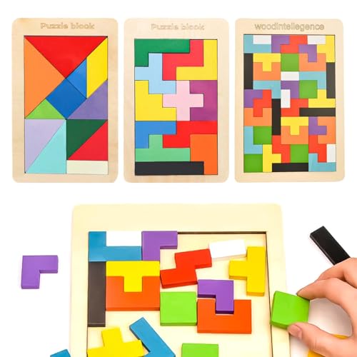 DERJDISF Holz Puzzle Tangram Puzzle Pädagogisches Montessori Spielzeug ab 2 Jahren, Holzspielzeug für Mädchen – Block Puzzle, Katamino & Motorikspielzeug in Einem Paket Kinder DERJDISF Holz Puzzle Tangram Puzzle Pädagogisches Montessori Spielzeug ab 2 Jahren, Holzspielzeug für Mädchen – Block Puzzle, Katamino & Motorikspielzeug in Einem Paket Kinder von DERJDISF