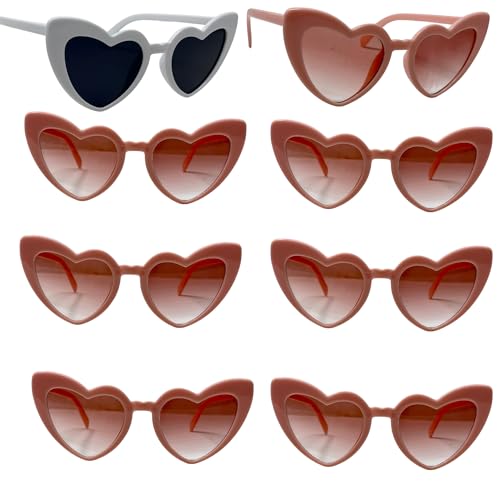 Bachelorette Party Herz Sonnenbrille Herzform Gläser Set 8 Stück 7 Rosa und 1 Weiß Braut Bach Party Favor Junggesellinnenabschied Dekorationen Funktional und Stilvoll von DESIGN PRO LAB