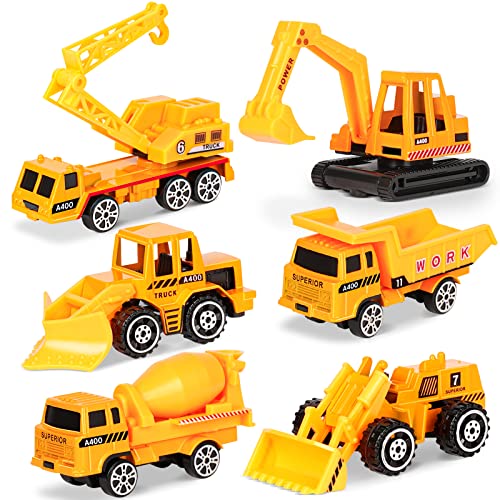 Dreamon Spielzeugautos Bagger Baustellenfahrzeuge Kinder Lastwagen LKW Baufahrzeuge Fahrzeuge Spielzeug Set Mini Cars für Kinder ab 3 Jahren,6 Pcs Weihnachten Geschenke von Dreamon