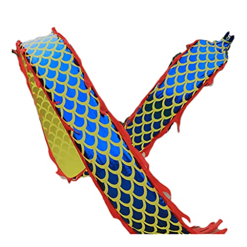 DETPWVWB Drachen-Tanzbänder, fließende Seidendrachen, Extra Langer künstlerischer Wurfstreamer aus fließender Seide, schüttelndes Rave-Zubehör(Golden Blue,8m/26.2ft) von DETPWVWB