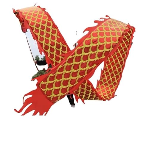 DETPWVWB Drachen-Tanzbänder, fließende Seidendrachen, Extra Langer künstlerischer Wurfstreamer aus fließender Seide, schüttelndes Rave-Zubehör(Golden red,6m/19.7ft) von DETPWVWB