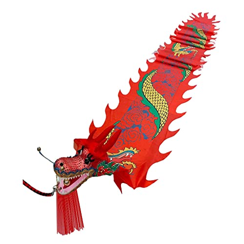 DETPWVWB Drachen-Tanzbänder, fließende Seidendrachen, Fiberglas-Handstäbe + Reisetasche! Rave-Zubehör(Red,8m/26ft) von DETPWVWB