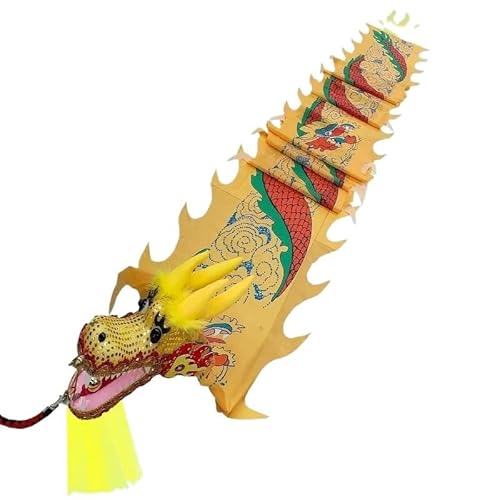 DETPWVWB Drachen-Tanzbänder, fließende Seidendrachen, Fiberglas-Handstäbe + Reisetasche! Rave-Zubehör(Yellow,6m/20f) von DETPWVWB