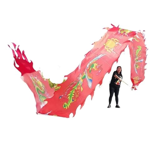 DETPWVWB Drachen-Tanzbänder, fließende Seidendrachen, Outdoor-Frühlingsausflug, Hinterhof, Spielen mit Fiberglas-Handstäben + Reisetasche! Outdoor-Park(Red,6m/20f) von DETPWVWB