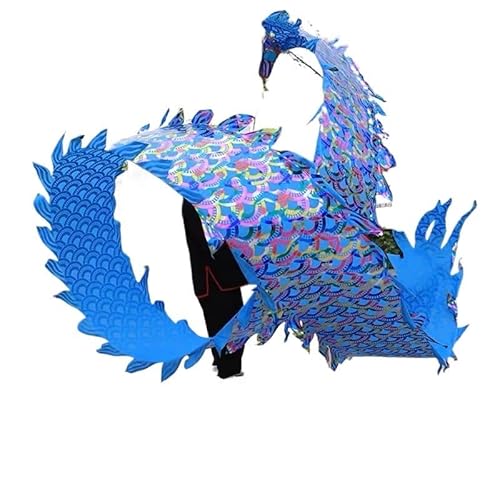 DETPWVWB Drachen-Tanzbänder, fließende Seidendrachen, Outdoor Hinterhof Rasen Spielen Übung Kind Spiele Spielzeug Outdoor Park(Golden Blue,10m/32.8ft) von DETPWVWB