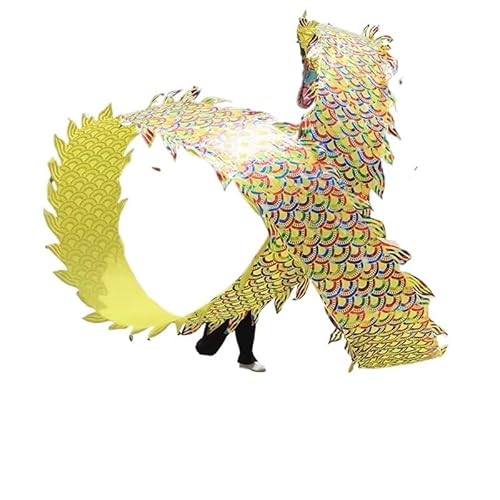 DETPWVWB Drachen-Tanzbänder, fließende Seidendrachen, Outdoor Hinterhof Rasen Spielen Übung Kind Spiele Spielzeug Outdoor Park(Golden Yellow,10m/32.8ft) von DETPWVWB