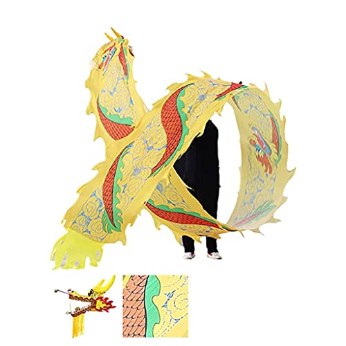 DETPWVWB Drachen-Tanzbänder, fließende Seidendrachen, Outdoor-Sport-Fitnessbänder for Jugendliche/Erwachsene/Ältere, chinesische Volksfitness, Outdoor-Sport, Outdoor-Park(Yellow,8m/26ft) von DETPWVWB