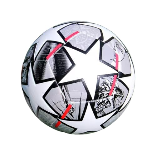 DETPWVWB Leuchtender Fußball im Dunkeln | Reflektierender maschinengenähter PU-Fußball for Training und Spiele(Five Star Grey) von DETPWVWB