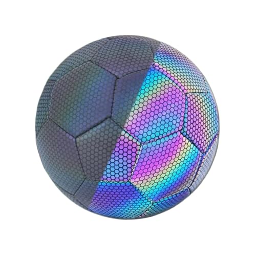DETPWVWB Leuchtender Fußball im Dunkeln | Reflektierender maschinengenähter PU-Fußball for Training und Spiele(Laser) von DETPWVWB