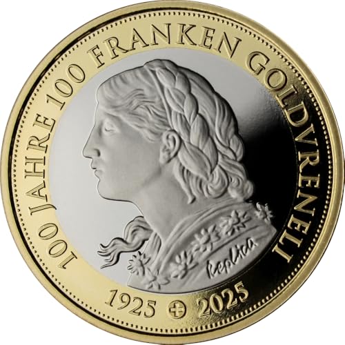 DEUTSCHER MÜNZEXPRESS 100 Jahre 100 Franken Goldvreneli | 1925-2025 | Bi-Metall | Gedenkprägung | Made by Swissmint | Sammlerstück | Polierte Platte von DEUTSCHER MÜNZEXPRESS
