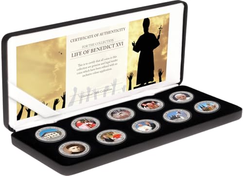 DEUTSCHER MÜNZEXPRESS Das Leben des Benedikt XVI - Kollektion | Sammlermünzen | Set mit 10 edel kolorierten Münzen | Lieferung in Etui von DEUTSCHER MÜNZEXPRESS