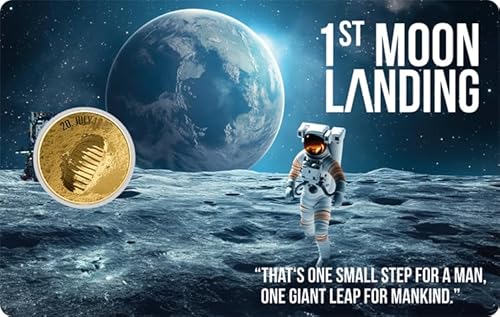 DEUTSCHER MÜNZEXPRESS Erste Mondlandung | Apollo 11 | Feingold | Sammlermünze | Hohe Prägequalität | In Coincard | Mit Echtheitszertifikat von DEUTSCHER MÜNZEXPRESS