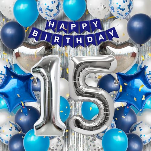 DEUXYU Geburtstag Deko Junge 15 Jahr, Luftballon Geburtstagsdeko Junge 12 Jahr, Blau Geburtstag Party Dekoration Zubehör Set für 15 Junge, 15 Geburtstagsdeko Ballon DEUXYU Geburtstag Deko Junge 15 Jahr, Luftballon Geburtstagsdeko Junge 12 Jahr, Blau Geburtstag Party Dekoration Zubehör Set für 15 Junge, 15 Geburtstagsdeko Ballon von DEUXYU