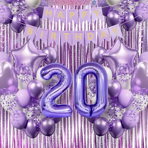 DEUXYU Geburtstagsdeko Mädchen 20 Jahr, Lila Luftballon Geburtstag Deko Mädchen 20 Jahr, Geburtstag Party Deko set für 20 Frau, Weiß Lila Ballon zum Geburtstagsdeko DEUXYU Geburtstagsdeko Mädchen 20 Jahr, Lila Luftballon Geburtstag Deko Mädchen 20 Jahr, Geburtstag Party Deko set für 20 Frau, Weiß Lila Ballon zum Geburtstagsdeko von DEUXYU