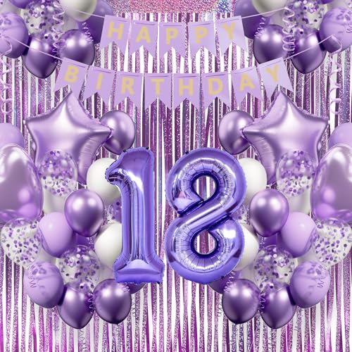 DEUXYU Geburtstagsdeko Mädchen 18 Jahr, Lila Luftballon Geburtstag Deko Mädchen 18 Jahr, Geburtstag Party Deko set für 18 Frau, Weiß Lila Ballon zum Geburtstagsdeko DEUXYU Geburtstagsdeko Mädchen 18 Jahr, Lila Luftballon Geburtstag Deko Mädchen 18 Jahr, Geburtstag Party Deko set für 18 Frau, Weiß Lila Ballon zum Geburtstagsdeko von DEUXYU