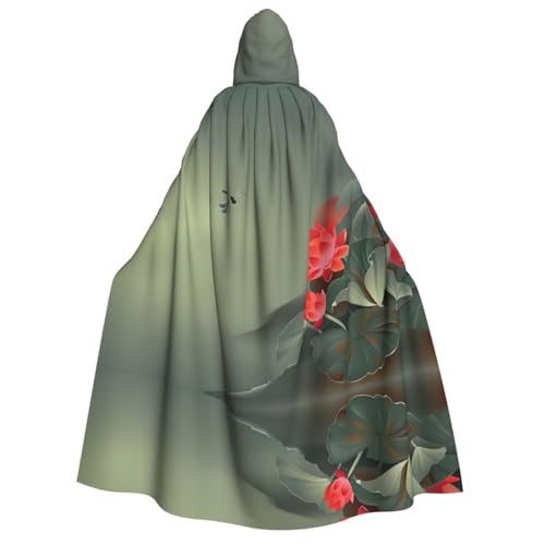 DEXNEL 150 cm Kapuzenumhang, Halloween-Cosplay-Sets, Halloween-Hexen-Cosplay-Kostüm, Erwachsenen-Kapuzenumhang Lotusblume und Libelle DEXNEL 150 cm Kapuzenumhang, Halloween-Cosplay-Sets, Halloween-Hexen-Cosplay-Kostüm, Erwachsenen-Kapuzenumhang Lotusblume und Libelle von DEXNEL