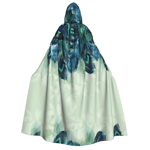 DEXNEL 150 cm Kapuzenumhang, Halloween-Cosplay-Sets, Halloween-Hexen-Cosplay-Kostüm, Erwachsenenkostüm, Kapuzenumhang Pfauenfedermuster DEXNEL 150 cm Kapuzenumhang, Halloween-Cosplay-Sets, Halloween-Hexen-Cosplay-Kostüm, Erwachsenenkostüm, Kapuzenumhang Pfauenfedermuster von DEXNEL