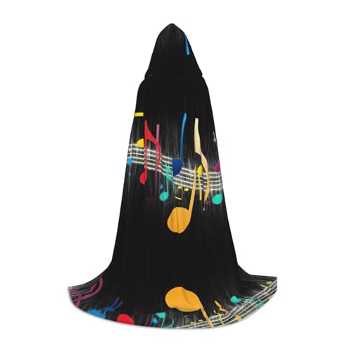 DEXNEL Farbenfroher Uni-Bademantel mit Kapuze und Musiknoten, leichter Mantel für Karneval, Cosplay, Kostüme, Party-Requisiten von DEXNEL