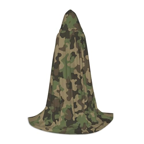 DEXNEL Grüner Camouflage-Umhang mit Kapuze, leicht, für Karneval, Cosplay, Kostüme, Party-Requisiten von DEXNEL