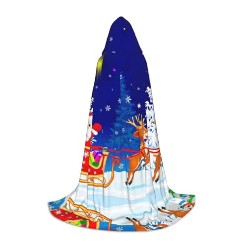DEXNEL Uni Kapuzenmantel mit Weihnachtsmann auf Schlitten, leichter Mantel für Karneval, Cosplay, Kostüme, Party-Requisiten von DEXNEL