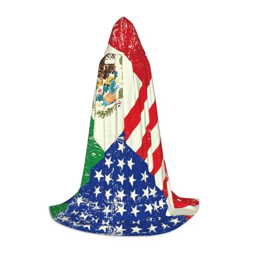 DEXNEL Uni Kapuzenmantel mit mexikanischer amerikanischer Flagge, leichter Mantel für Karneval, Cosplay, Kostüme, Party-Requisiten DEXNEL Uni Kapuzenmantel mit mexikanischer amerikanischer Flagge, leichter Mantel für Karneval, Cosplay, Kostüme, Party-Requisiten von DEXNEL