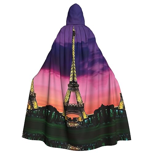DEXNEL Violetter Eiffelturm-Umhang mit Kapuze, für Halloween, Karneval, Fasching, Cosplay von DEXNEL