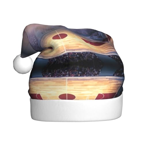 DEXNEL Weihnachtsmützen für Erwachsene, bequemes Weihnachtsmann-Outfit für Neujahr, festliche Partyzubehör, Basketball-Arena von DEXNEL