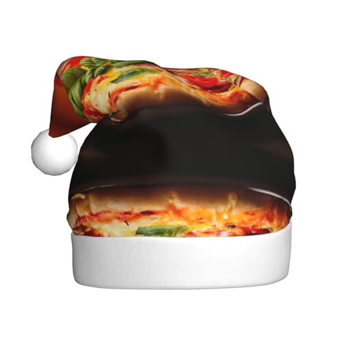 DEXNEL Weihnachtsmützen für Erwachsene, bequemes Weihnachtsmann-Outfit für Neujahr, festliche Partyzubehör, große Pizza von DEXNEL