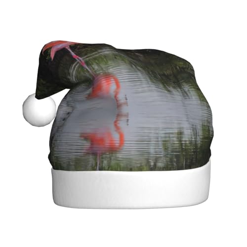 DEXNEL Weihnachtsmützen für Erwachsene, bequemes Weihnachtsmann-Outfit für Neujahr, festliches Partyzubehör, zwei Flamingos von DEXNEL
