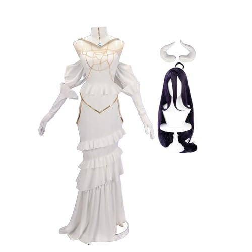 Albedo Cosplay Kostüm Albedo Weißes Kleid mit Perücke Requisiten Halloween Karneval Rollenspiel Party Verkleidung Set für Erwachsene Damen Albedo Cosplay Kostüm Albedo Weißes Kleid mit Perücke Requisiten Halloween Karneval Rollenspiel Party Verkleidung Set für Erwachsene Damen von DEXSHUN