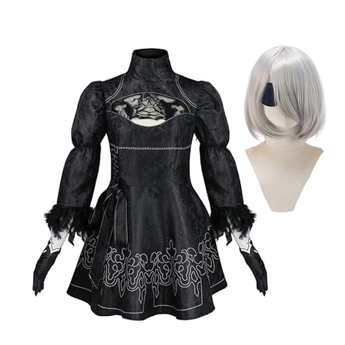 DEXSHUN 2B Cosplay Kostüm 2Byorha Schwarzes Kleid Anime Halloween Uniform Damen Rollenspiel Outfit DEXSHUN 2B Cosplay Kostüm 2Byorha Schwarzes Kleid Anime Halloween Uniform Damen Rollenspiel Outfit von DEXSHUN