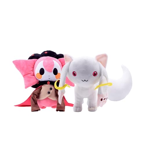 DEXSHUN 2pcs Okashi no Majo Plush Figur Kyuubey Anime Soft Figur Cute Cartoon Soft Stuffed Throw Hug Pillow Cushion Home Decoration Collectible Gift for Fans von DEXSHUN