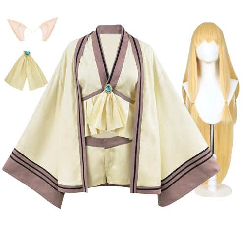 DEXSHUN Frieren Serie Cosplay Damen Anime Halloween Kostüm Serie Uniformen Komplettes Set mit Perücke Requisiten von DEXSHUN