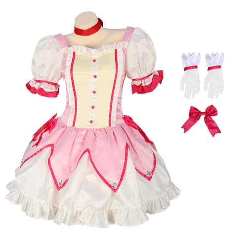 DEXSHUN Kaname Madoka Cosplay Kostüm Anime Kaname Madoka Lolita Costume Rollenspiel Uniform Outfit Halloween Party Anzug Geschenke für Damen von DEXSHUN