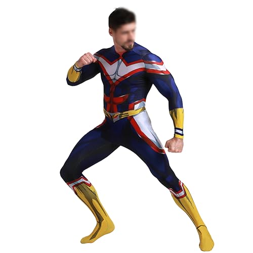 DEXSHUN MHA All-Might Cosplay Bodysuit Anime Kostüm Halloween Cosplay Jumpsuit Full Set Karneval Party Kostüm von DEXSHUN