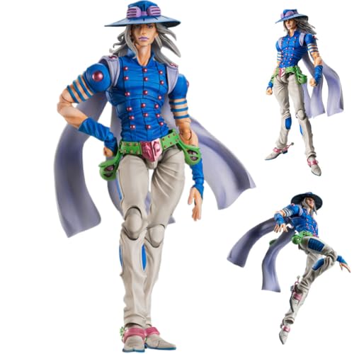 Gyro Zeppeli Figure JJBA Anime Statue Figuren mit Zubehör Bewegliche Modell PVC Ornamente Desktop Sammlerstücke Geschenk 16cm (Blau) von DEXSHUN