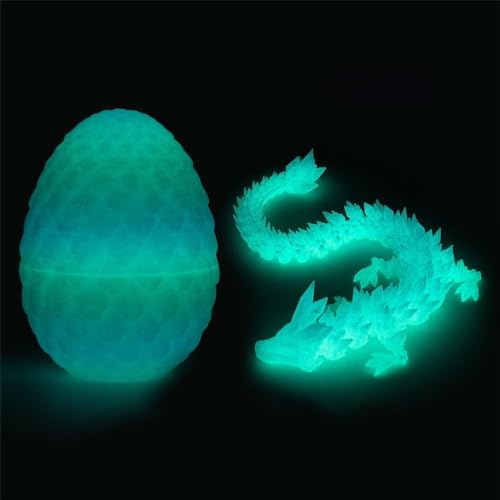 3D Printed Dragon in Egg, Full Articulated Dragon Crystal Dragon with Dragon Egg, Fun 3D Printing Toy, Home Office Decor Executive Desk Toys, Adults Fidget Toys for Autism/ADHS (Leuchtend) von DEYROS