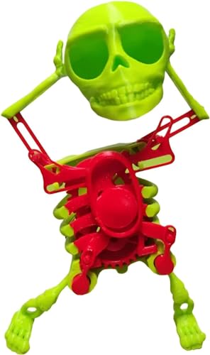 DEYROS Tanzendes und schwingendes 3D-Totenkopfspielzeug, Skelett-Tanzspielzeug zum Aufziehen, niedliches Tischspielzeug, schwingendes Totenkopfspielzeug (grün,17cm/6.69Zoll) von DEYROS
