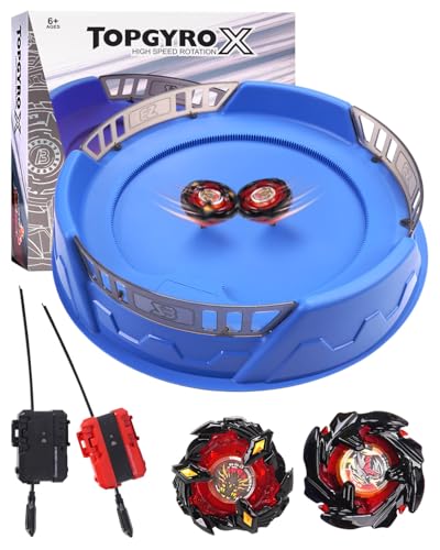 X Stadion Battle Set mit X-Celeration Rail, 2 Rechtsdreh-Tops, 2 Launcher und 1 Arena, Blade Battling Xtreme Spiel von DEZAWRTY